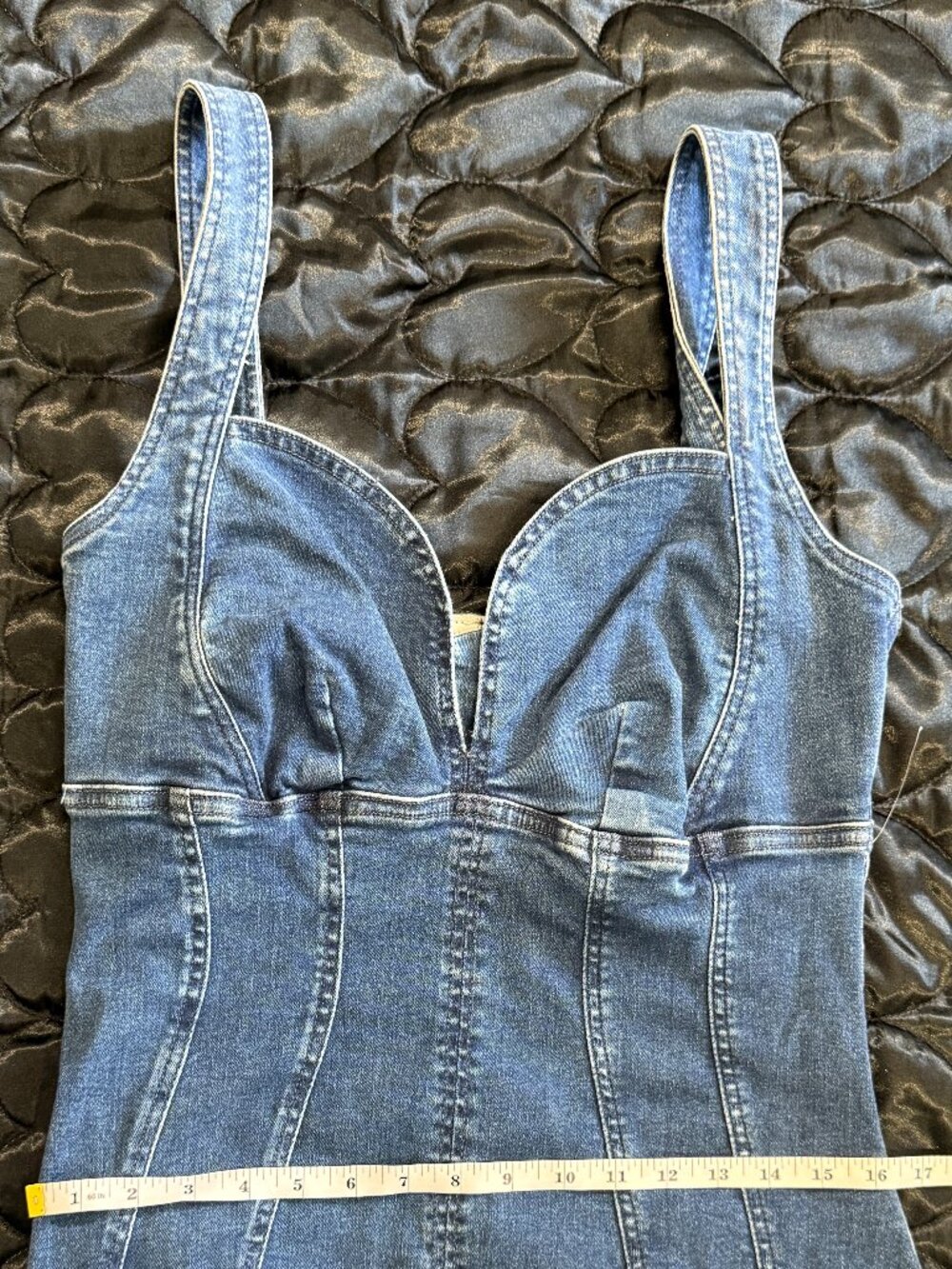 Good American Denim Mini Dress Blue Size L Fitted Bodycon